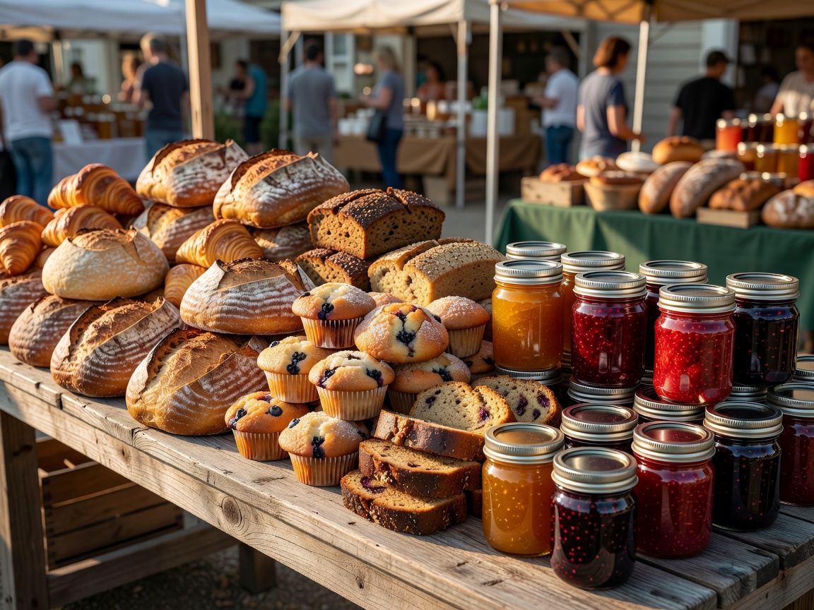Artisan baked goods and preserves at Sunfield Market